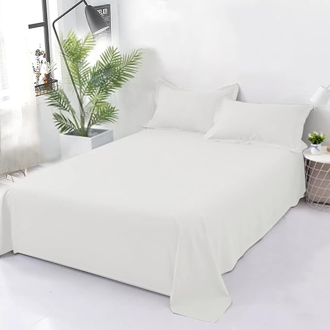 Cream Plain Cotton Bedsheet Set – Soft & Durable