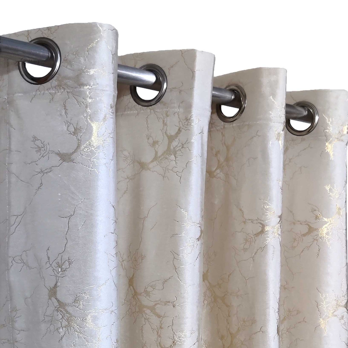 Beige Golden Velvet Eyelet Curtain - 1 Panel