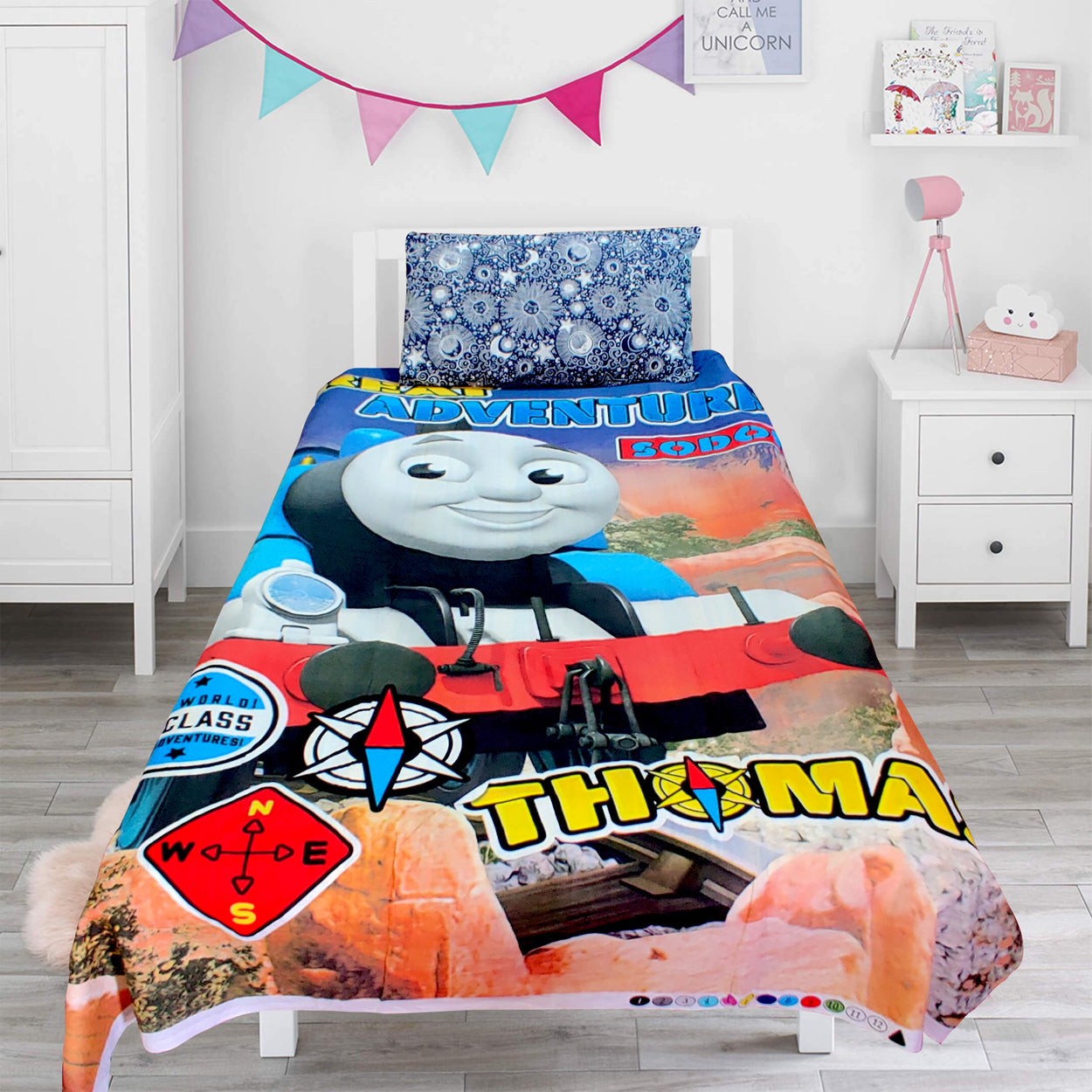 Thomas Kids Cotton Single Bed Sheet Set