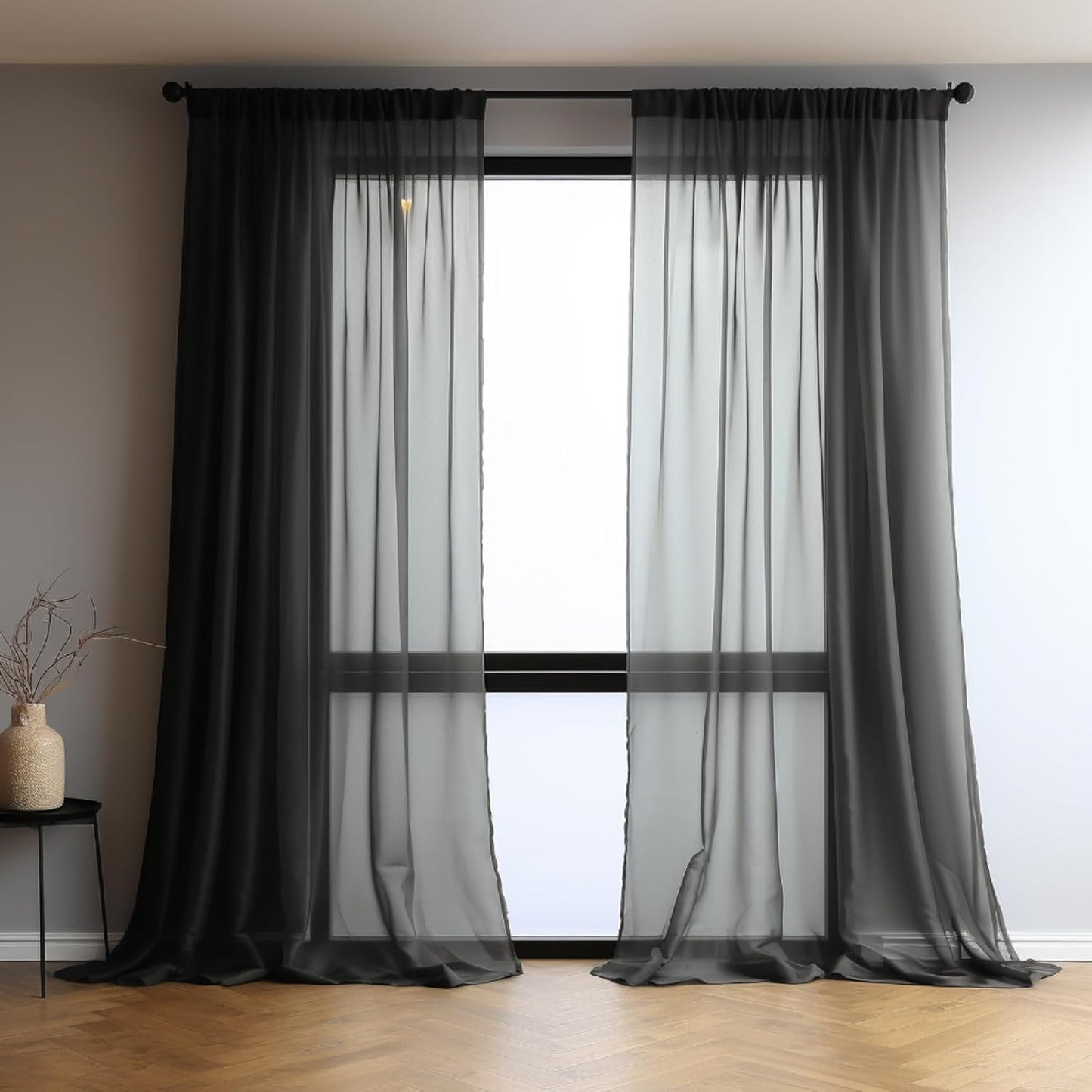 Net Curtains Light Filtering Window Treatment Sheer & Drapes Slot Top Sheer Curtains for Bedroom