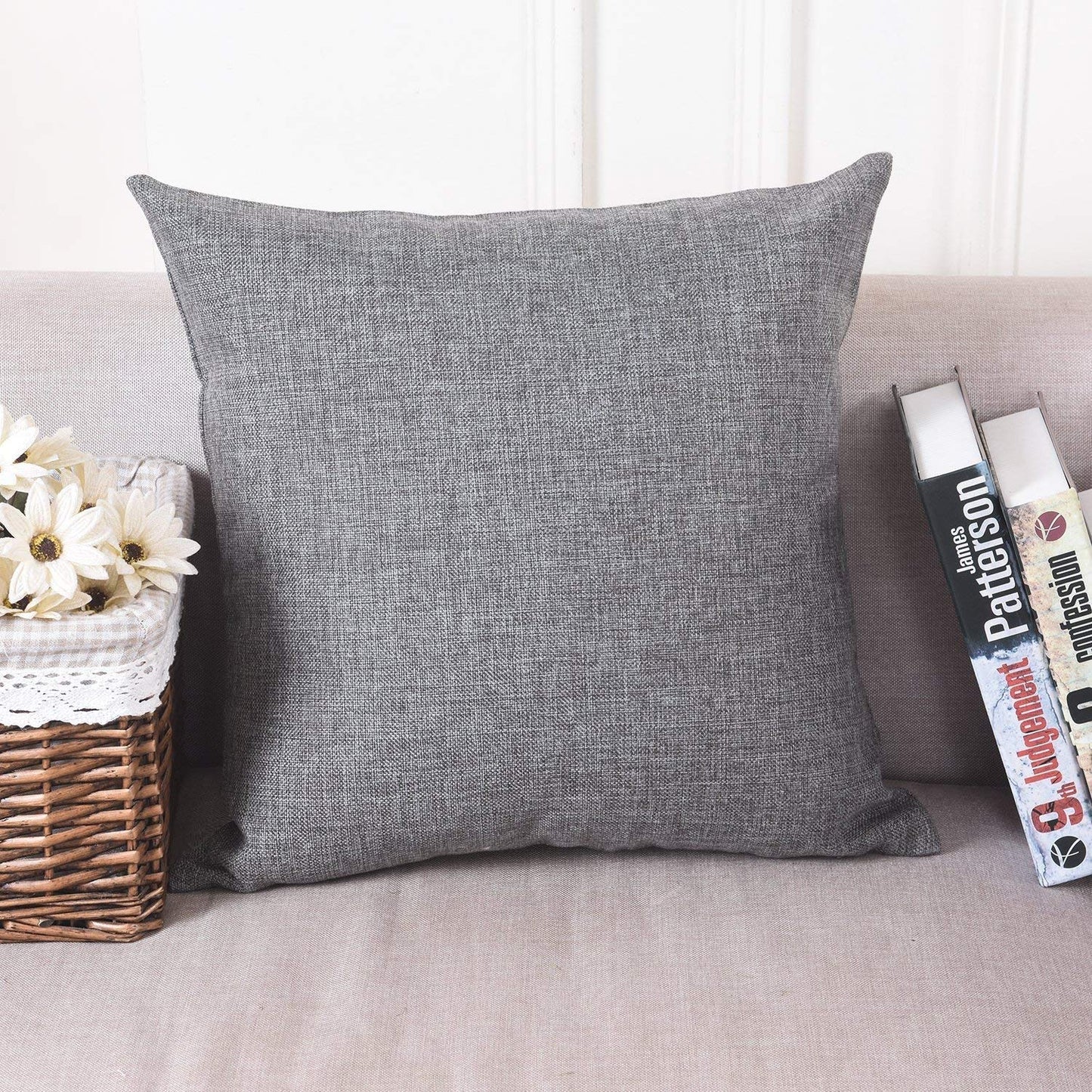 Grey Jute Cushion Cover