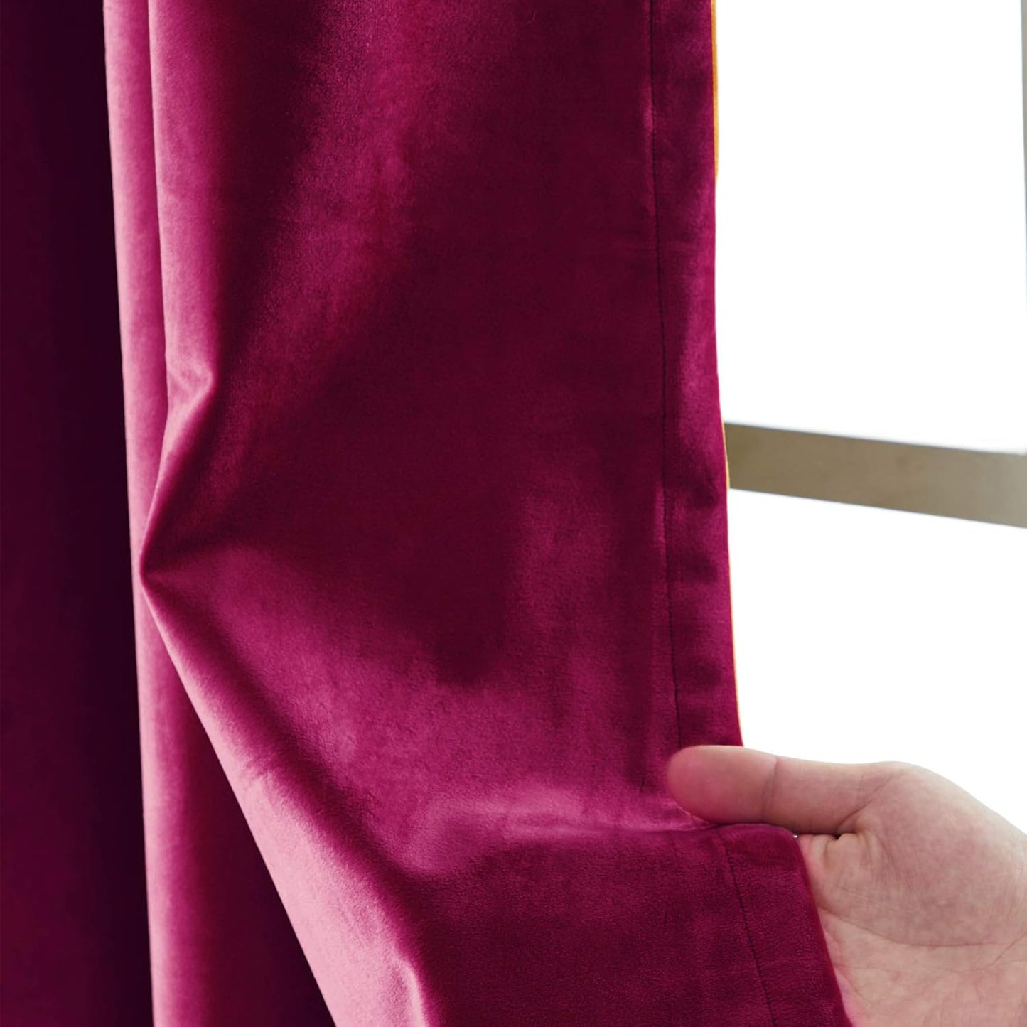 Grey Maroon Two Tone Velvet Curtains