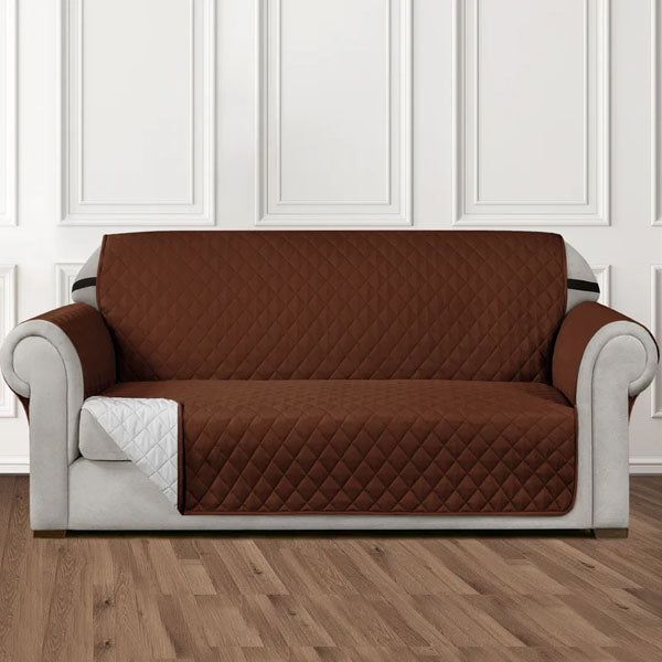 Brown Non Slip 6 Seater Quilted Sofa Cover Set