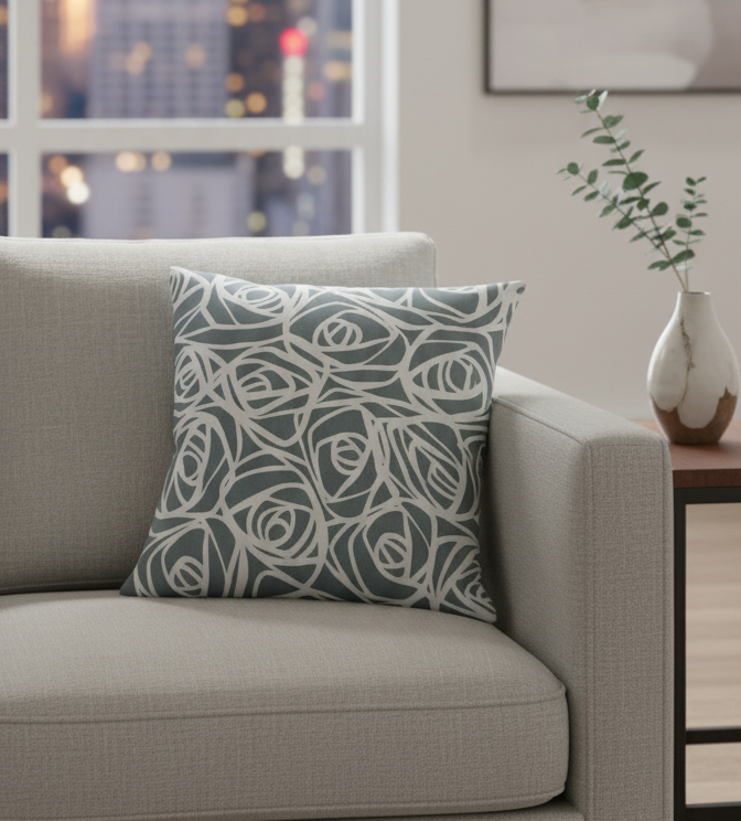 Abstract Rose Pattern Duck Cotton Cushion Cover