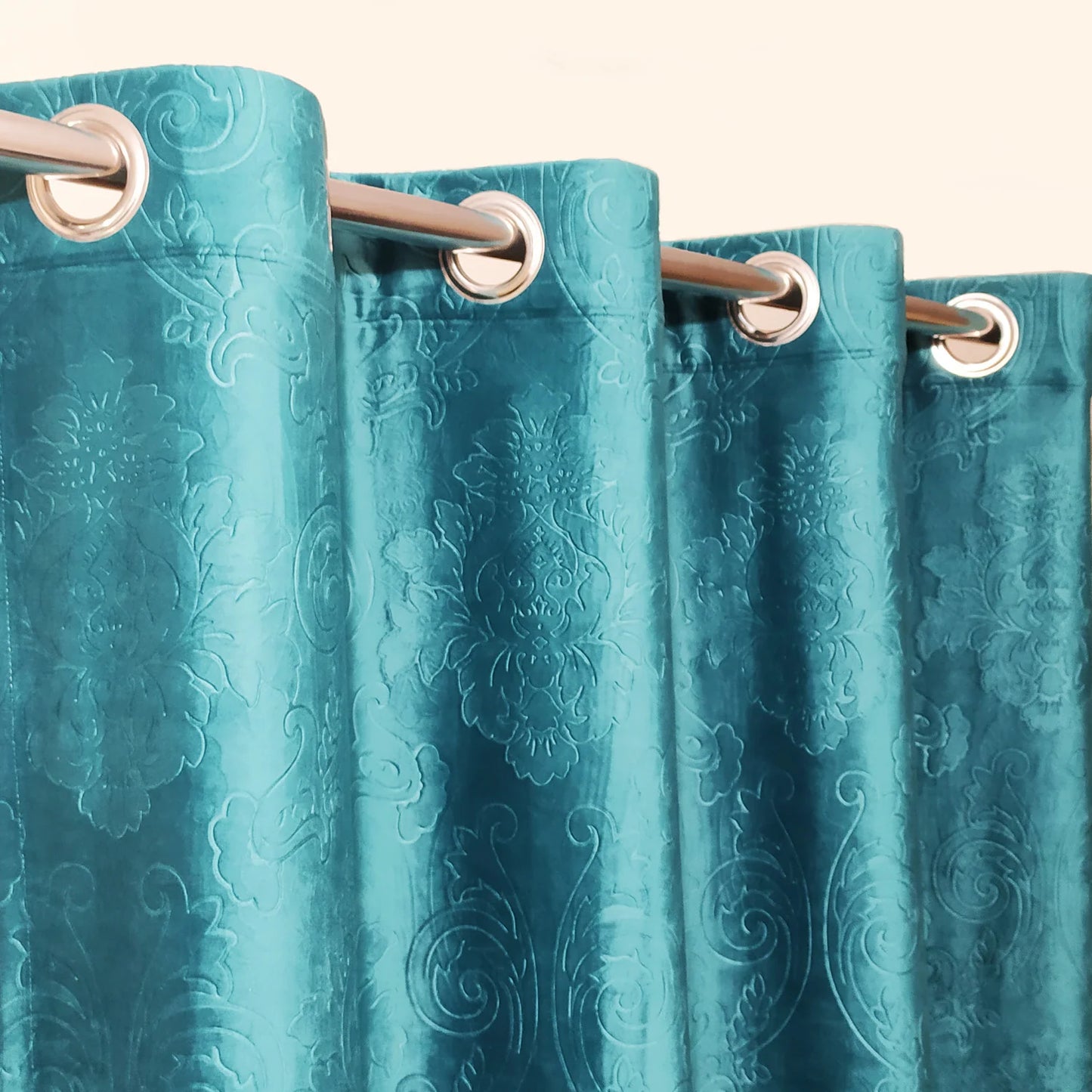 Sea Green Premium Self-Embossed Velvet Curtains – Soft, Stylish & Durable