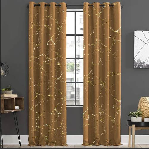 Mustard Gold Glitter Velvet Curtains - Pair