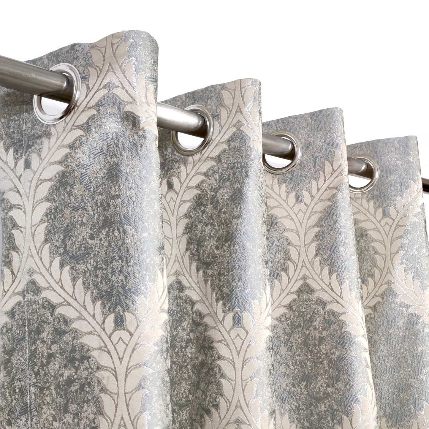 Silver Viscose Ready Made Eyelet Curtain