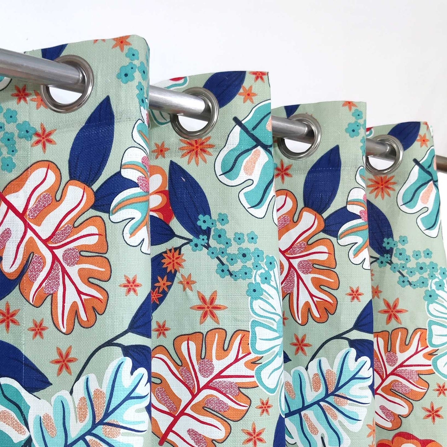 Multicolor Floral Leaf Duck Cotton Curtain