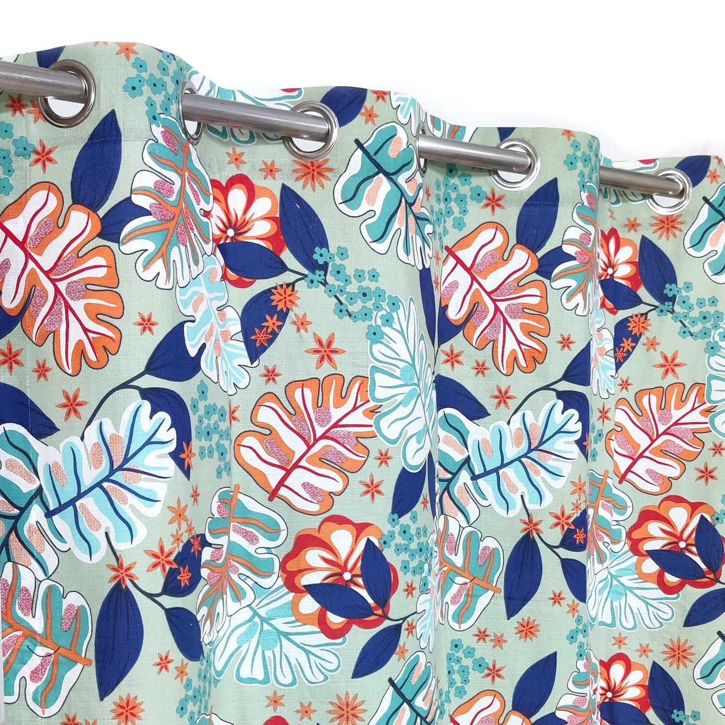 Multicolor Floral Leaf Duck Cotton Curtain