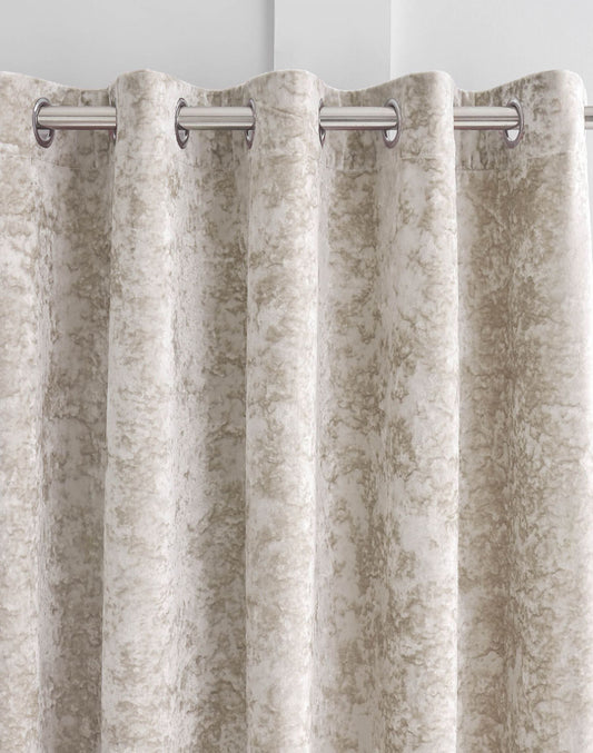 Light Beige Shaded Velvet Eyelet Curtain