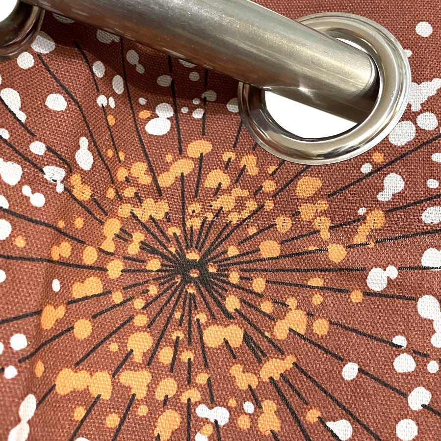 Brown Vintage Leaf Print Duck Curtain - Single Panel