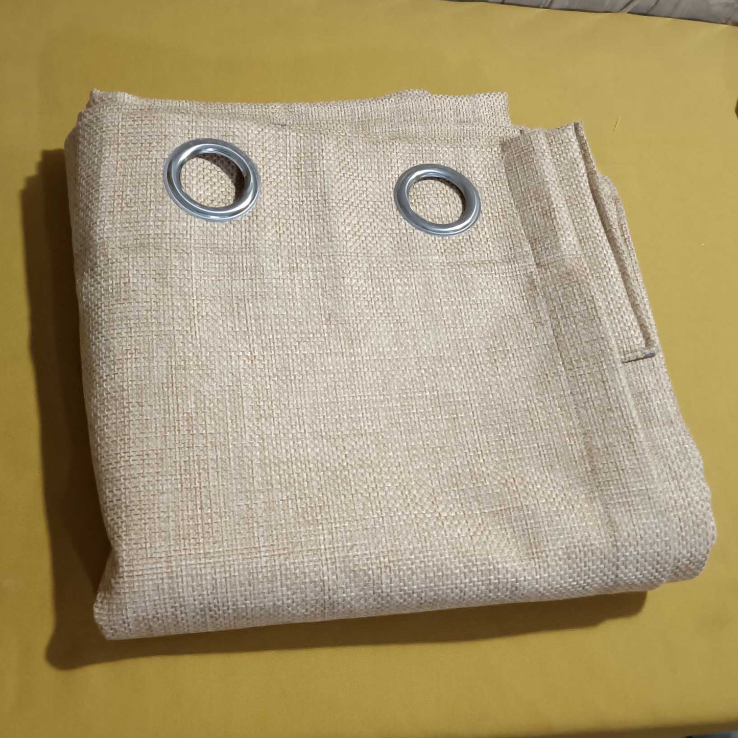Beige Pure Jute Bedroom Curtain