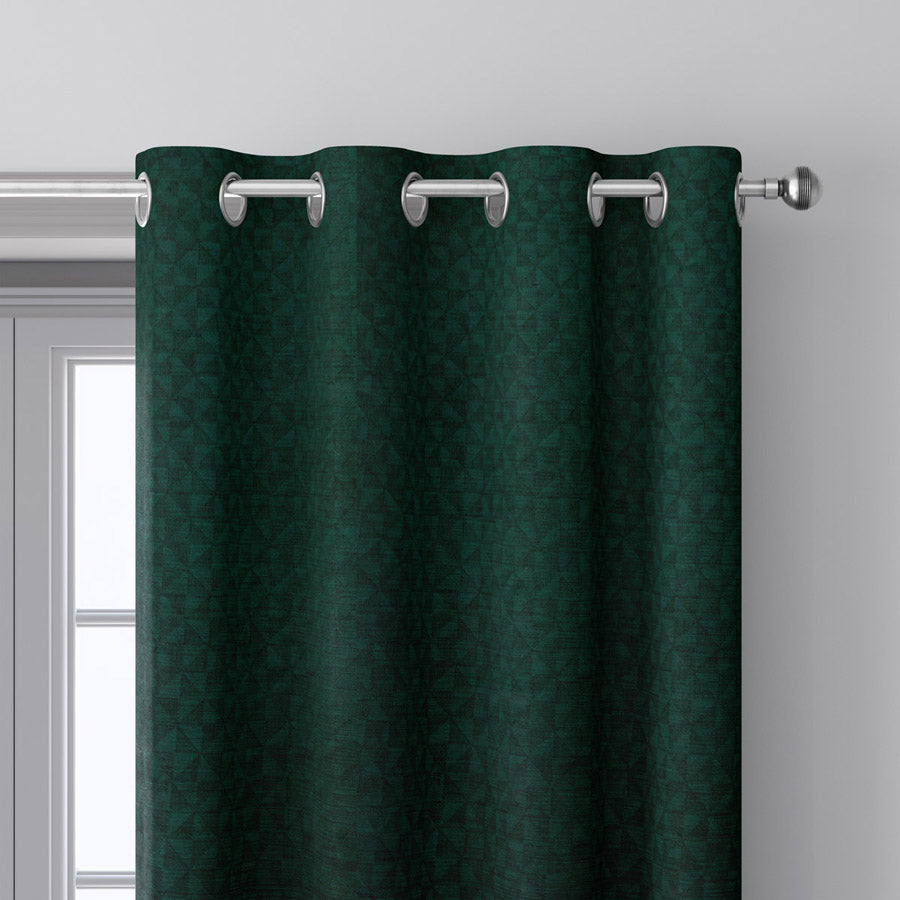 Green Self Jute Readymade Curtain