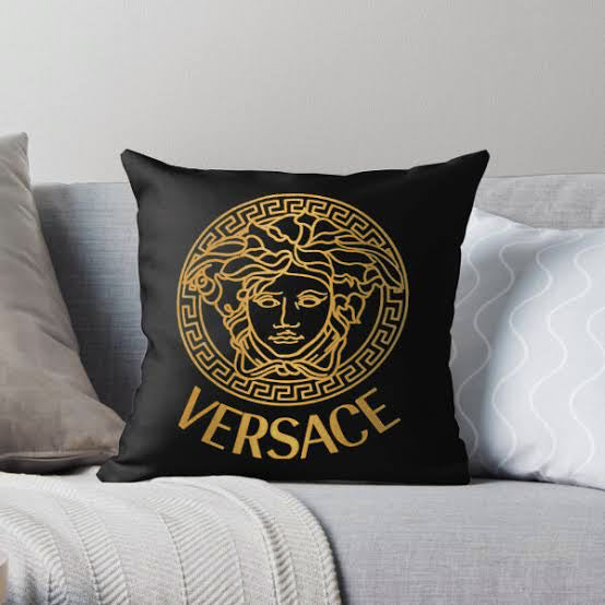 Black Velvet & Gold Versace Print Sofa Cushion Cover