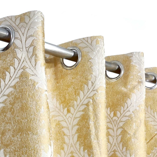 Gold Thick Viscose Ready Made Eyelet Curtain