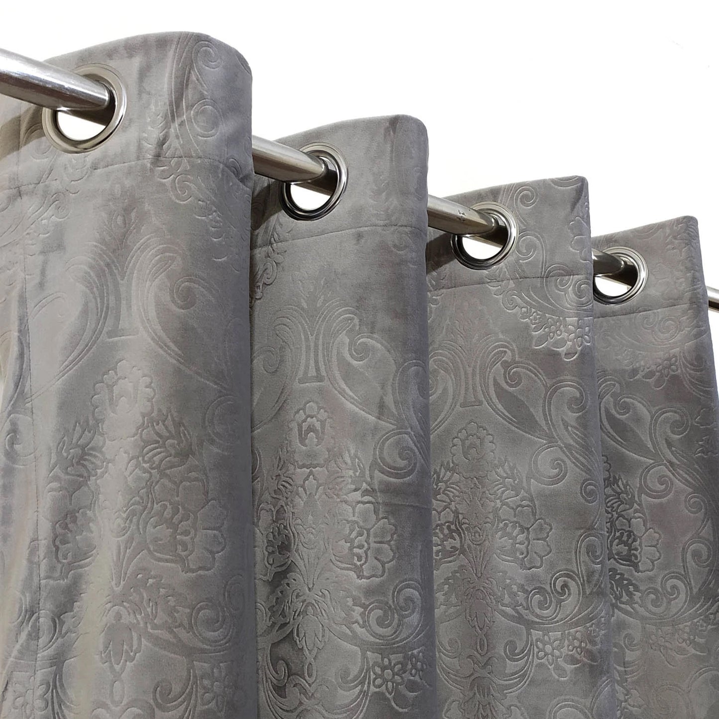 Grey Premium Self-Embossed Velvet Curtains – Soft, Stylish & Durable