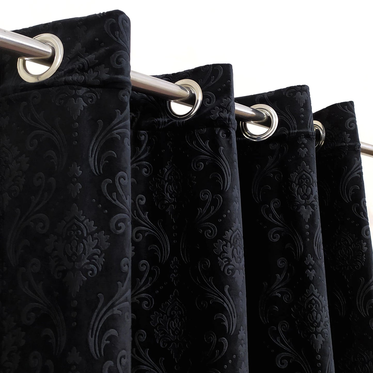 Black Premium Self-Embossed Velvet Curtains – Soft, Stylish & Durable