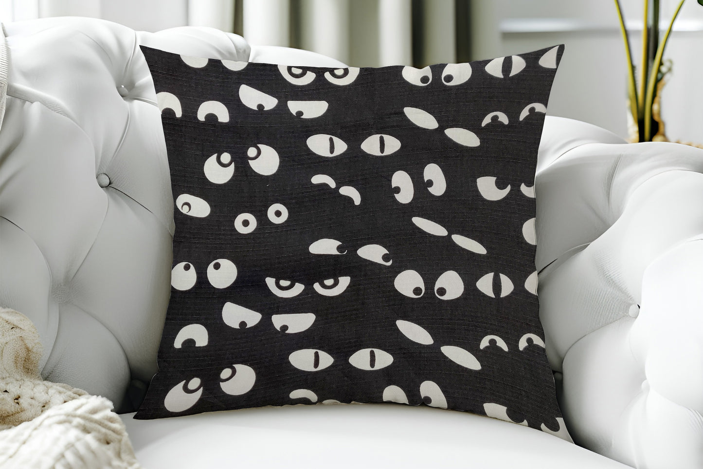 Black Glow-in-the-Dark Cat Eyeballs Cushion Covers