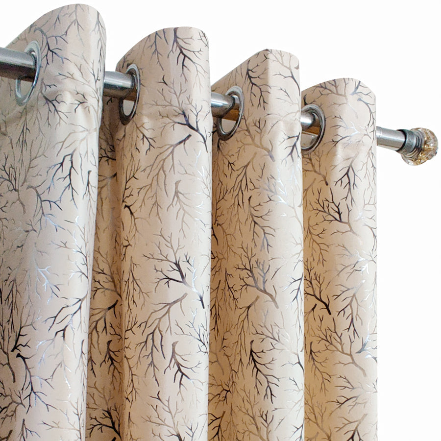 Beige Premium Quality Textured Velvet Curtain