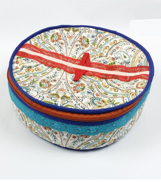 Printed Cotton Zip Roti/Chapati Bag Traditional Hotpot – Bread Box – Roti Box