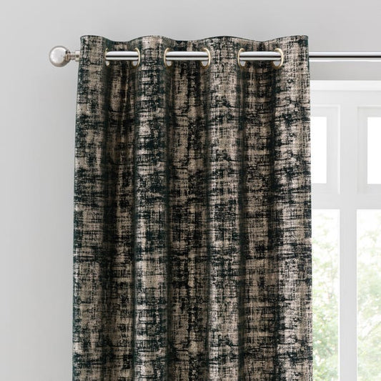 Emerald Green Foil Printed Luxury Eyelet Curtains - Pair