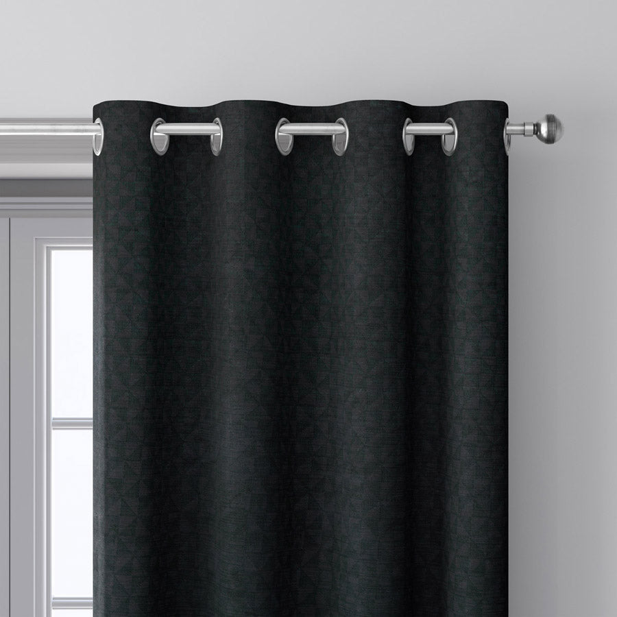 Black Self Jute Readymade Curtain
