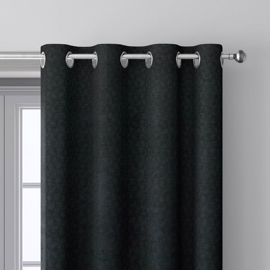 Black Self Jute Readymade Curtain