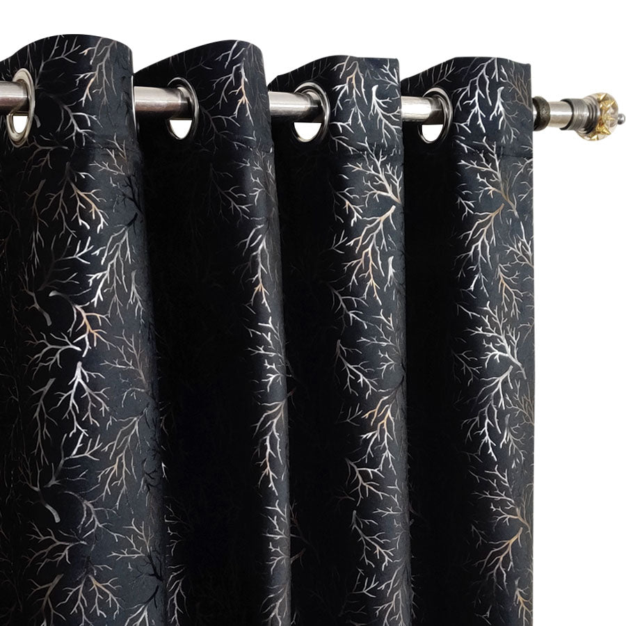 Black Premium Quality Textured Velvet Curtain