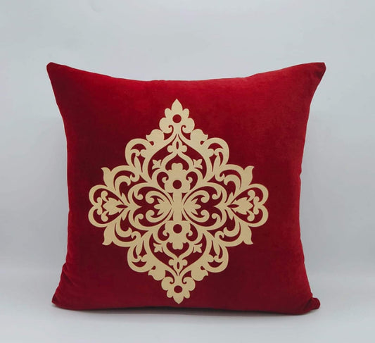 Maroon Decorative Design Velvet Cushion Cover