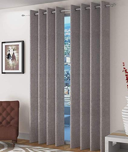 Grey Jute Curtains Set - Pair