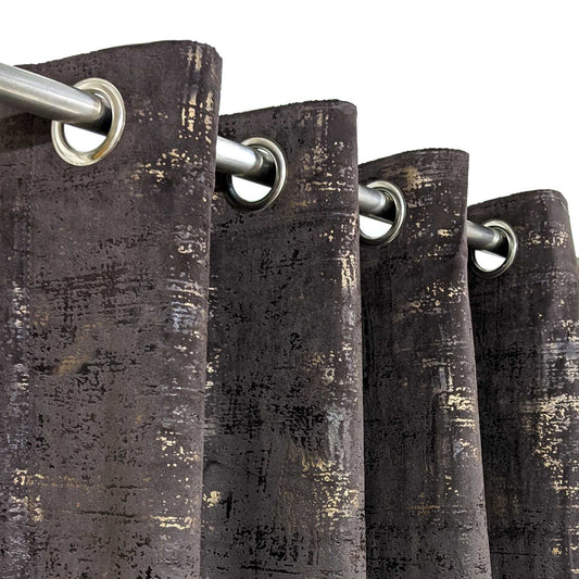 Choco Brown Textured Velvet Curtain - 1 Panel