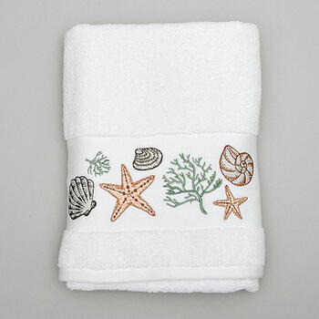 White Embroidered Adult Size Towel