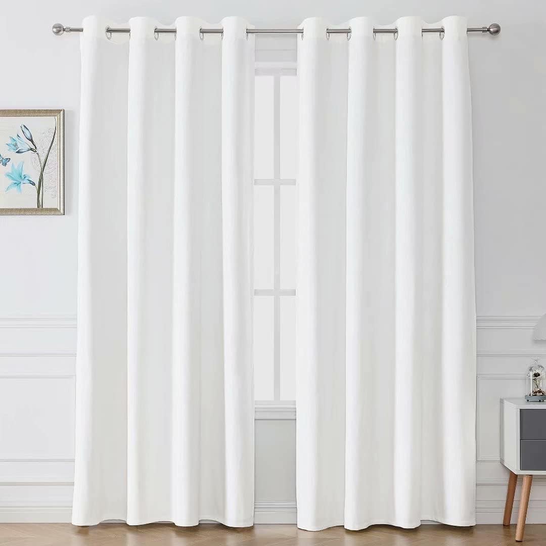 White Velvet Curtains for Bedroom 52 x 95 inch Length Grommet Window Drapes for Living Room- 2 Panels