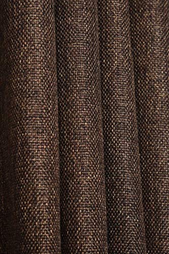 Dark Brown Jute Window Curtains Set of 2 Panels