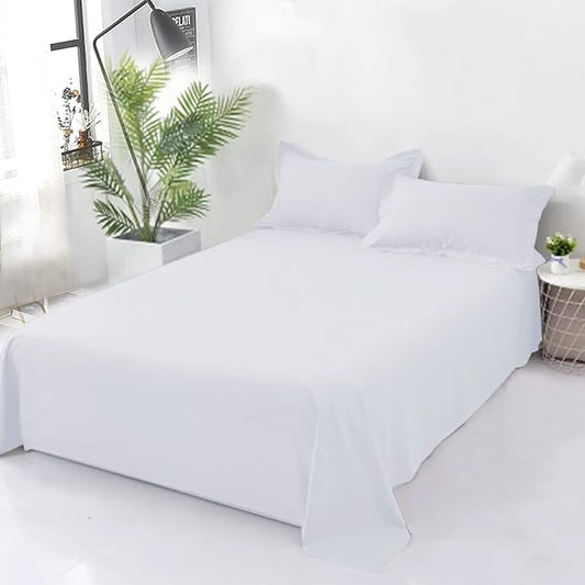 White Plain Cotton Bedsheet Set – Soft & Durable