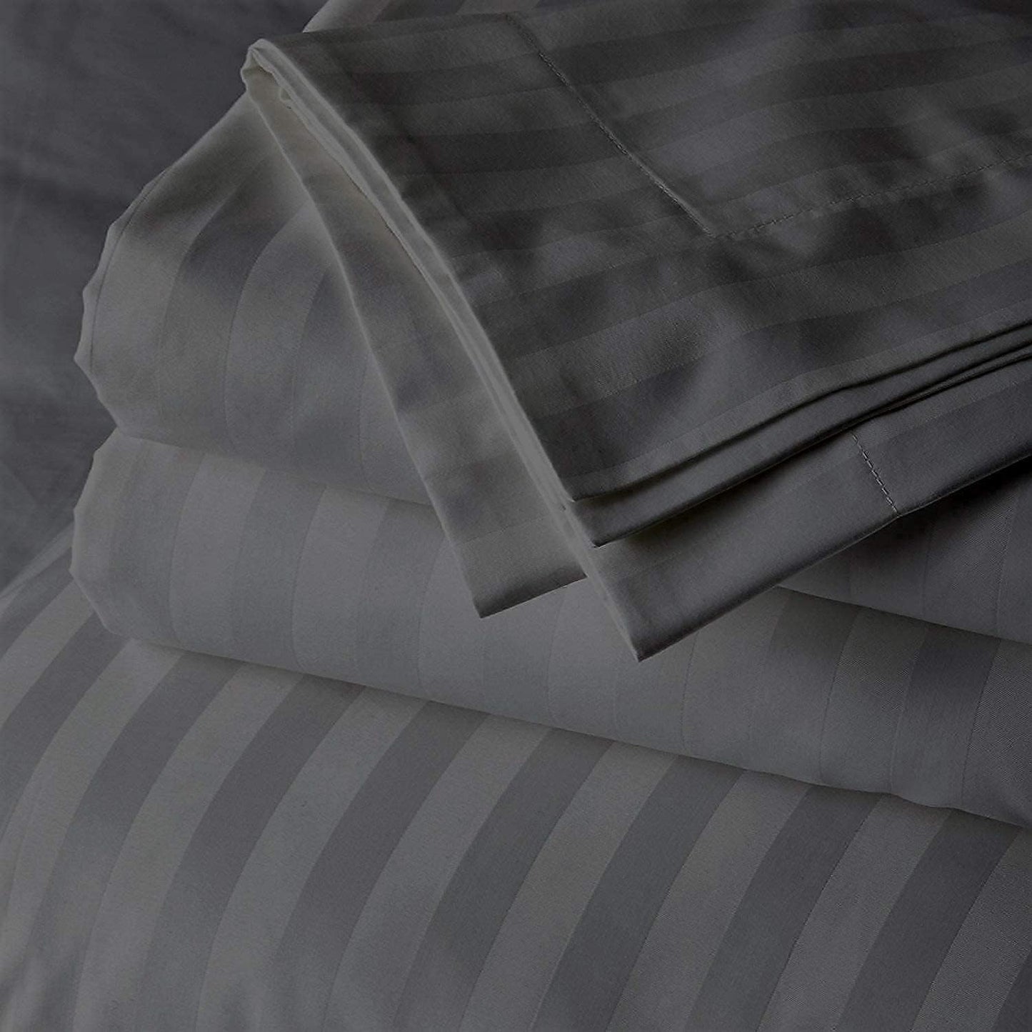 Grey Cotton Satin Flat Bed Sheet Set