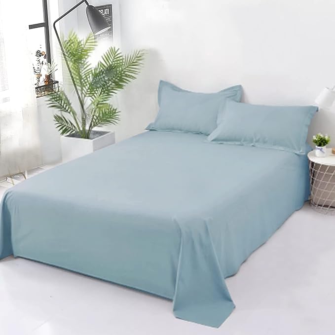 Duck Egg Plain Cotton Bedsheet Set – Soft & Durable