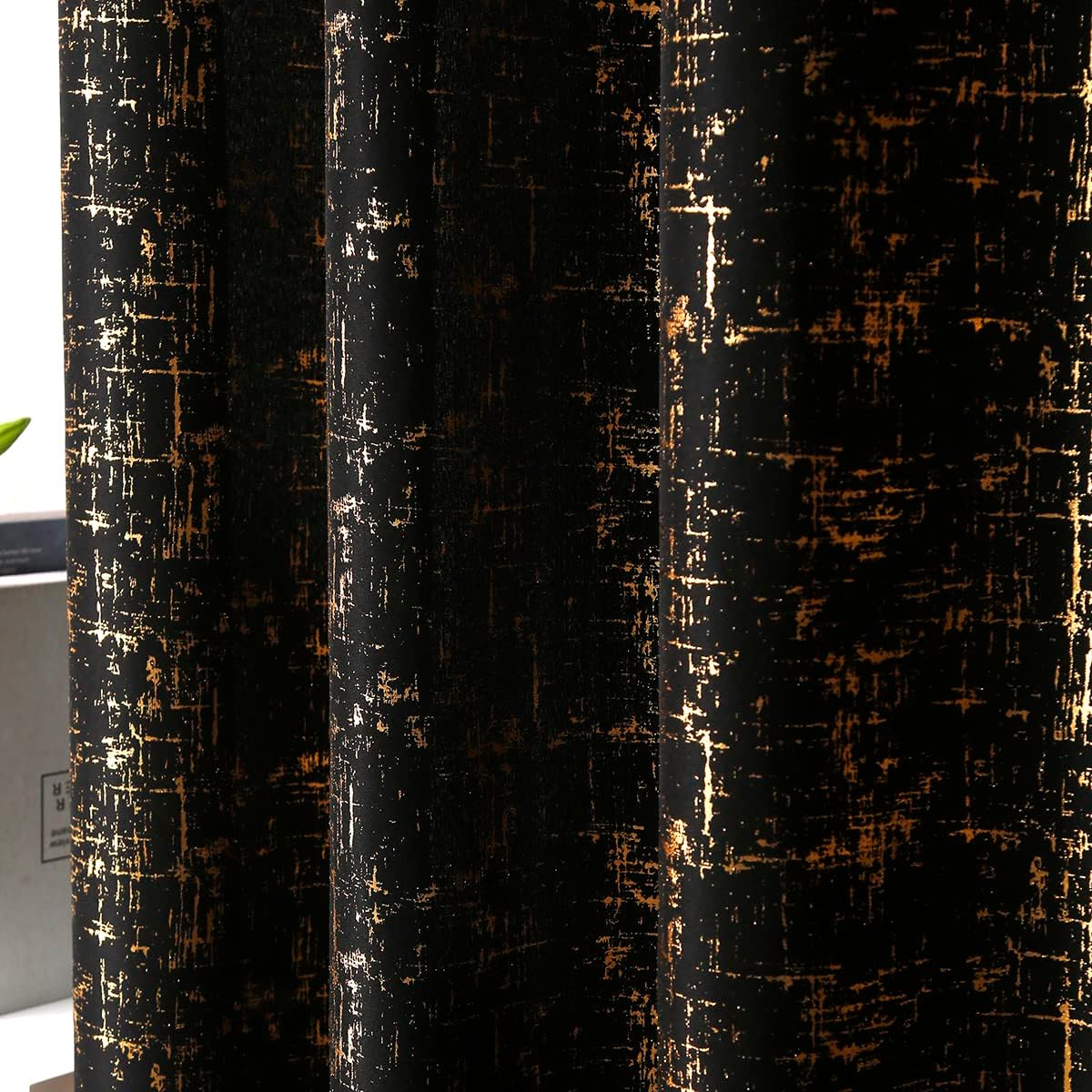 Black Gold Foil Premium Quality Eyelet Curtains