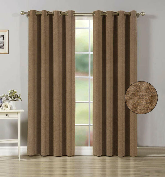 Brown Jute Curtain Window Curtain Set of 2 Panels