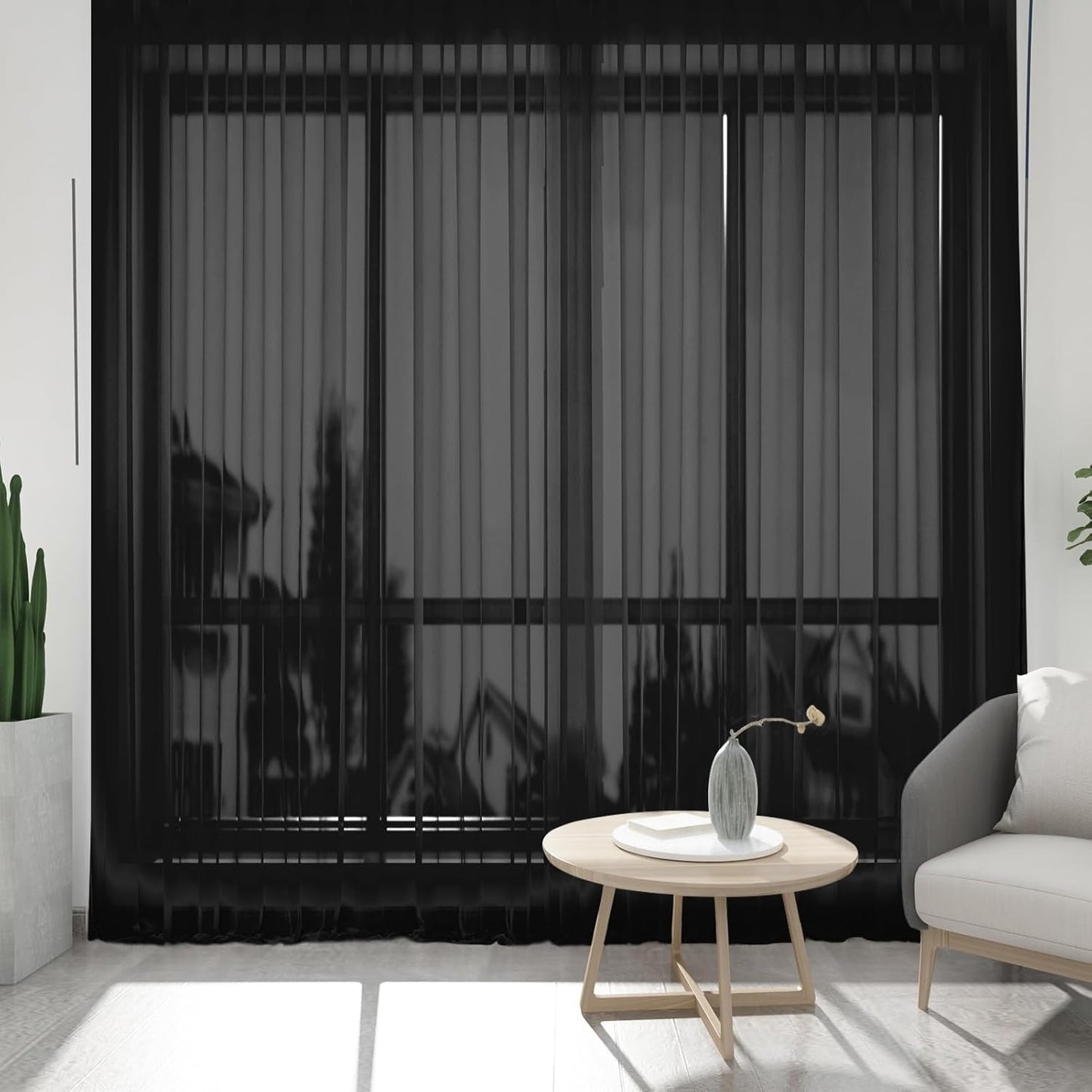 Net Curtains Light Filtering Window Treatment Sheer & Drapes Slot Top Sheer Curtains for Bedroom