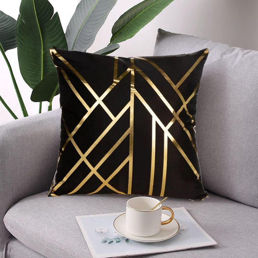 Black Gold Foil Printed Cushion Cover