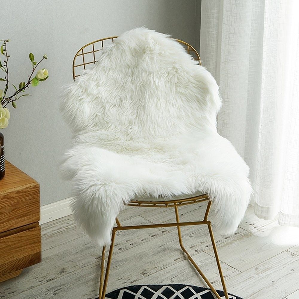 Soft Faux Fur Rug White Chair Cover Seat Pad Shaggy Area Rugs