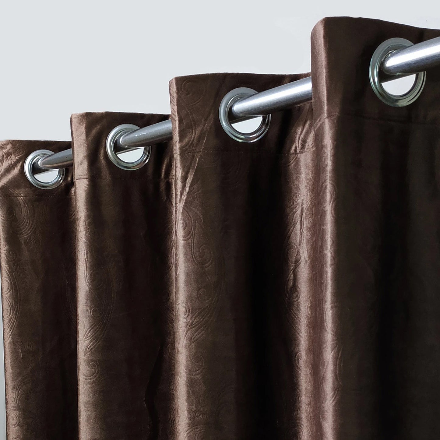 Brown Premium Self-Embossed Velvet Curtains – Soft, Stylish & Durable