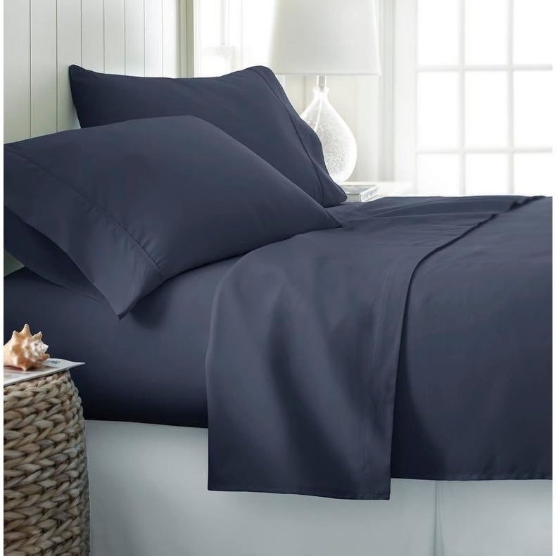 Blue Cotton Satin Bed Sheet Set