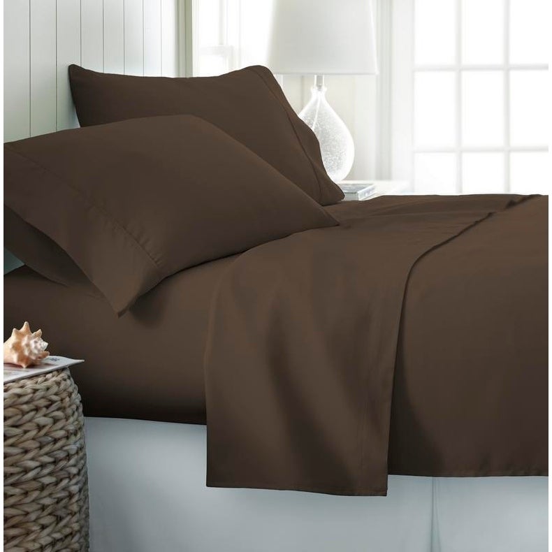 Brown Cotton Satin Flat Bed Sheet Set