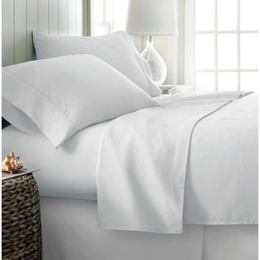 White Cotton Satin Soft Bed Sheet Set