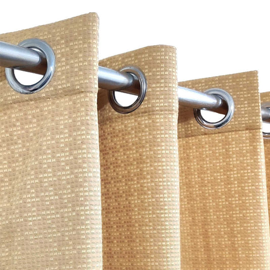 Beige Jacquard Eyelet Curtain