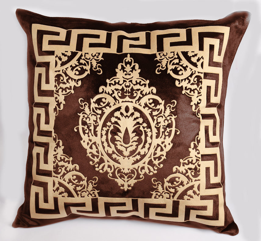 Dark Brown Laser Cut Sofa Velvet Cushion Cover