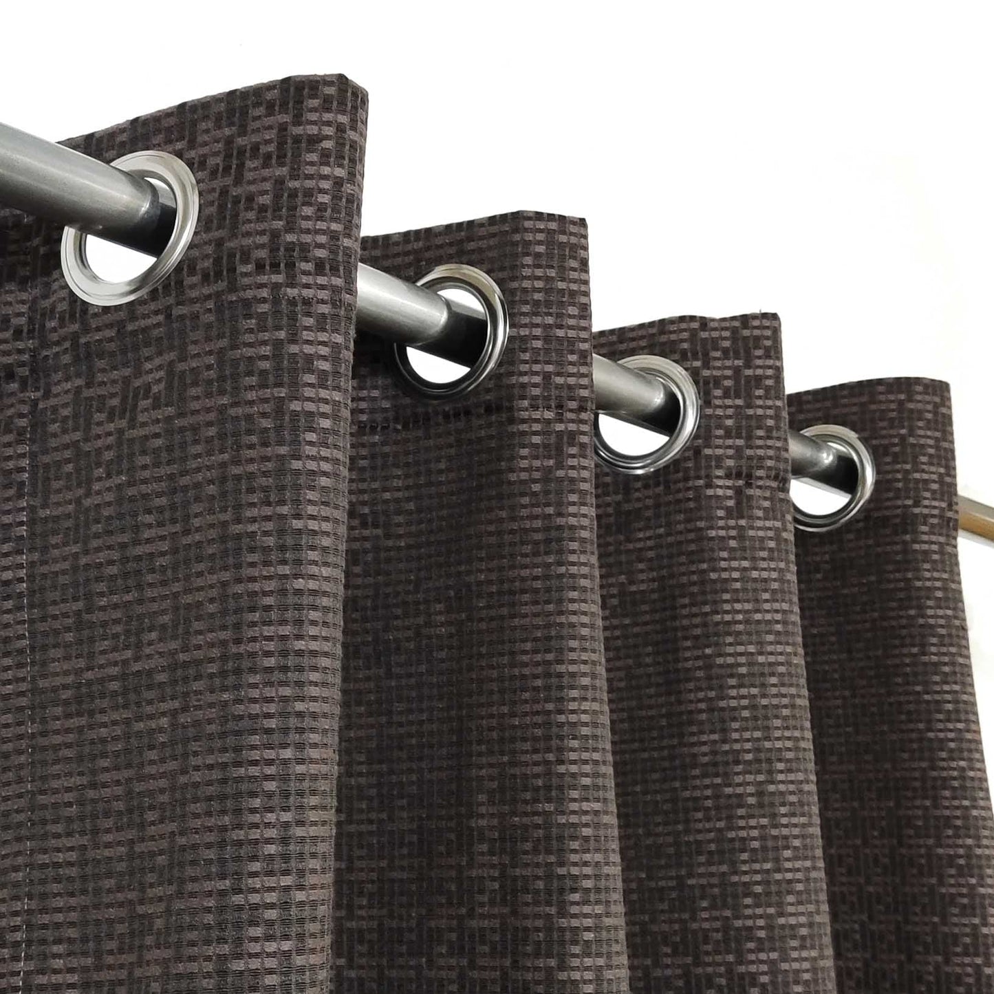Dark Brown Self Design Jacquard Curtain