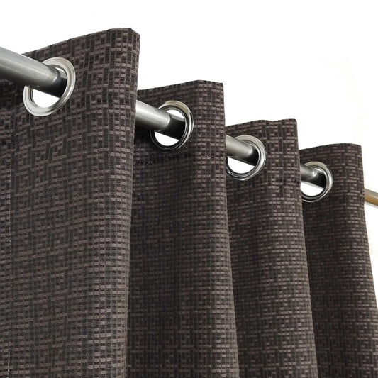 Dark Brown Self Design Jacquard Curtain